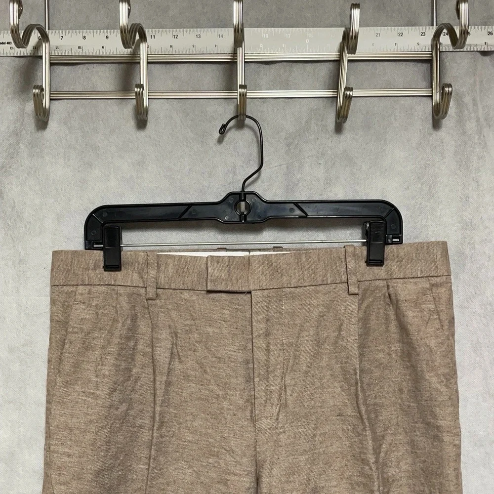 H&M Pants Men's 32X30 Beige Linen Cotton Academia Vacation Casual Relaxed